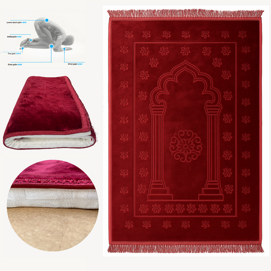 Al Shifa Memory Foam Prayer Mat/ Jai Namaz - Maroon