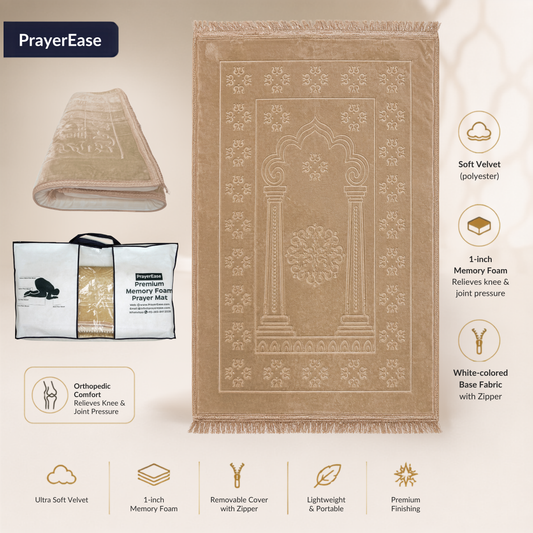 Al Shifa Ortho Memory Foam Prayer Mat (Jai Namaz) – Beige