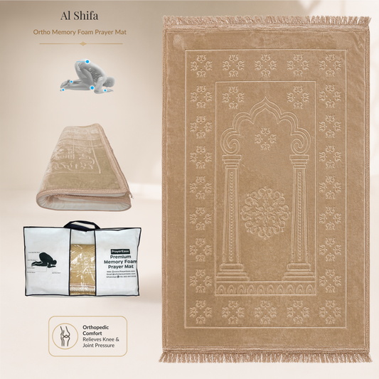 Al Shifa Ortho Memory Foam Prayer Mat (Jai Namaz) – Beige