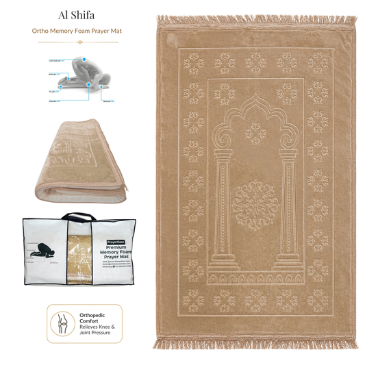 Al Shifa Ortho Memory Foam Prayer Mat (Jai Namaz) – Beige